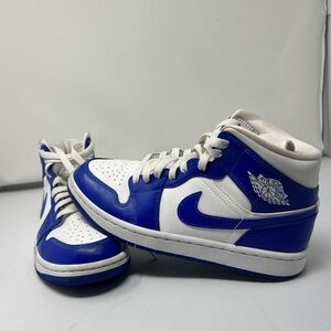 White and blue Jordan’s